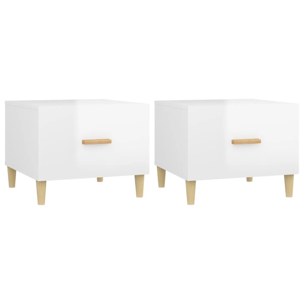 Coffee Tables 2 pcs High Gloss White 50x50x40 cm Engineered Wood