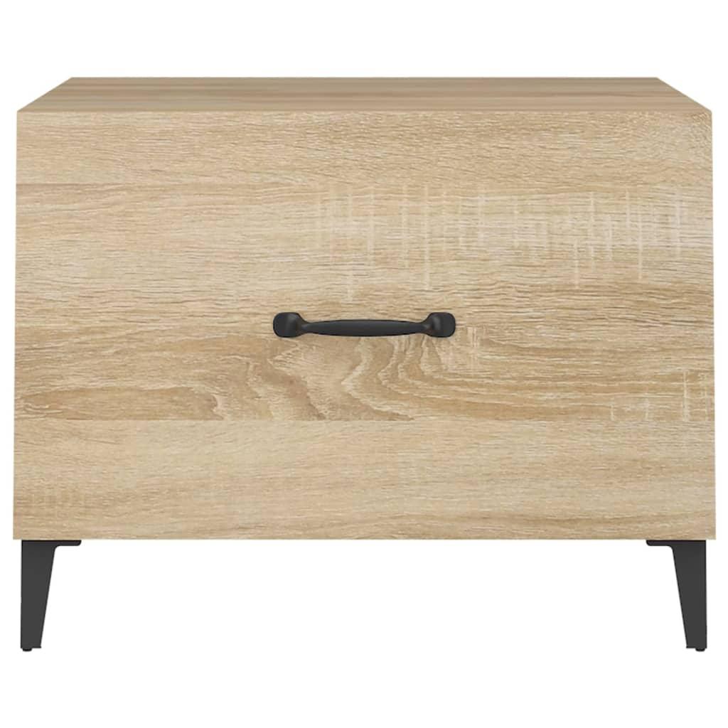 Coffee Table with Metal Legs 2 pcs Sonoma Oak 50x50x40 cm