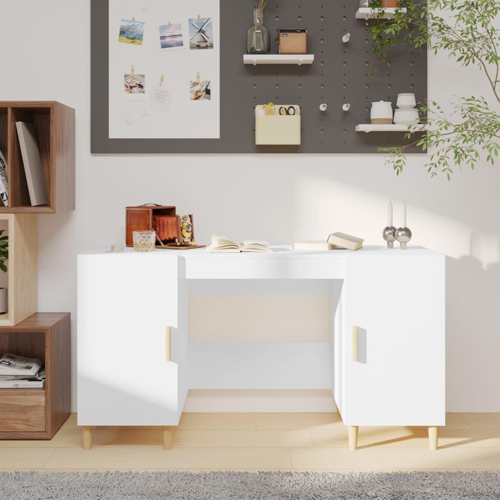 Desk White 140x50x75 cm Engineered Wood