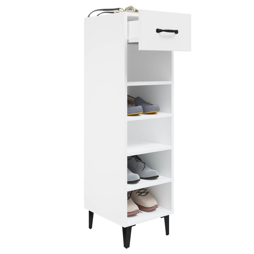 Shoe Cabinet High Gloss White 30x35x105 cm Engineered Wood