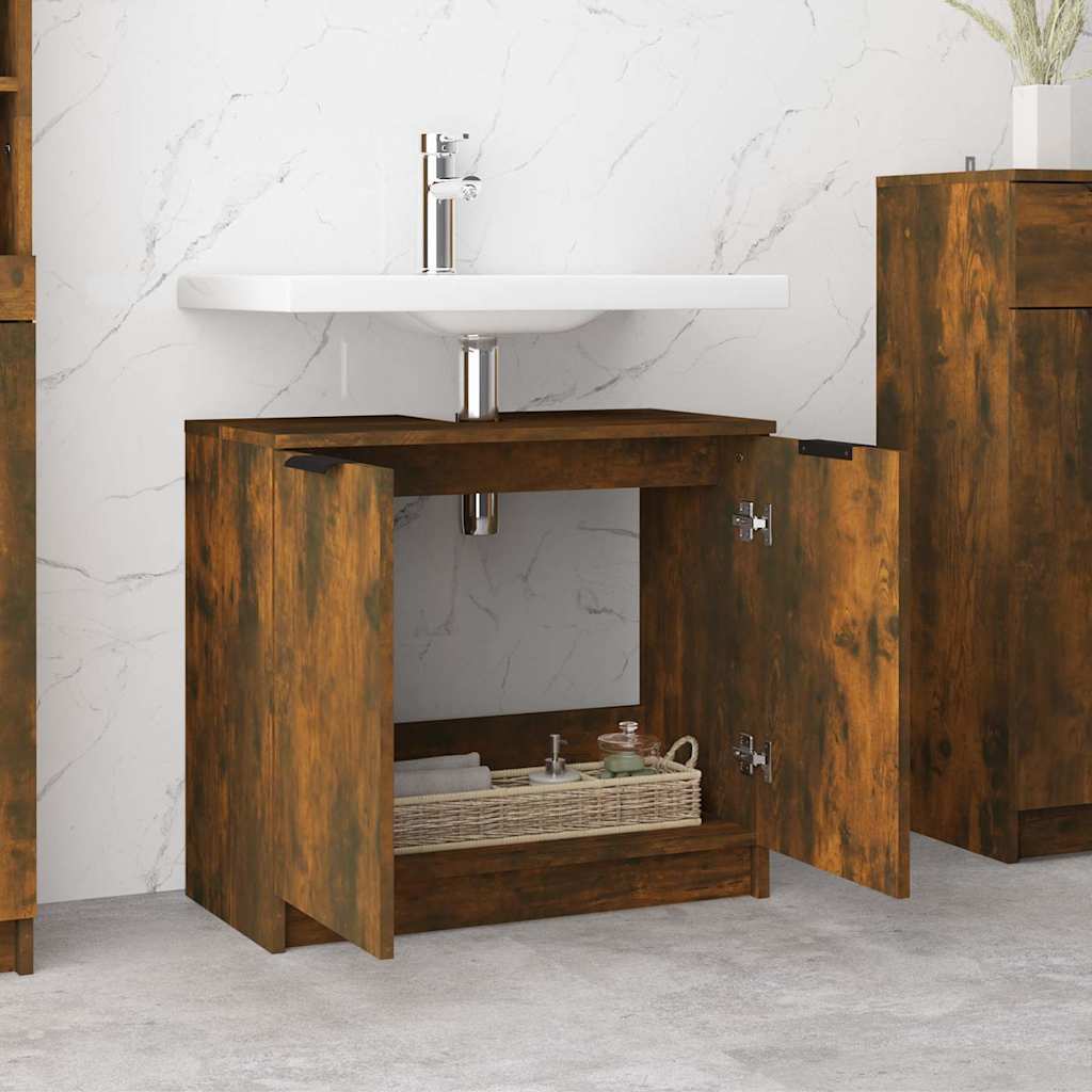 Bathroom Cabinet Smoked Oak 64.5x33.5x59 cm Engineered Wood