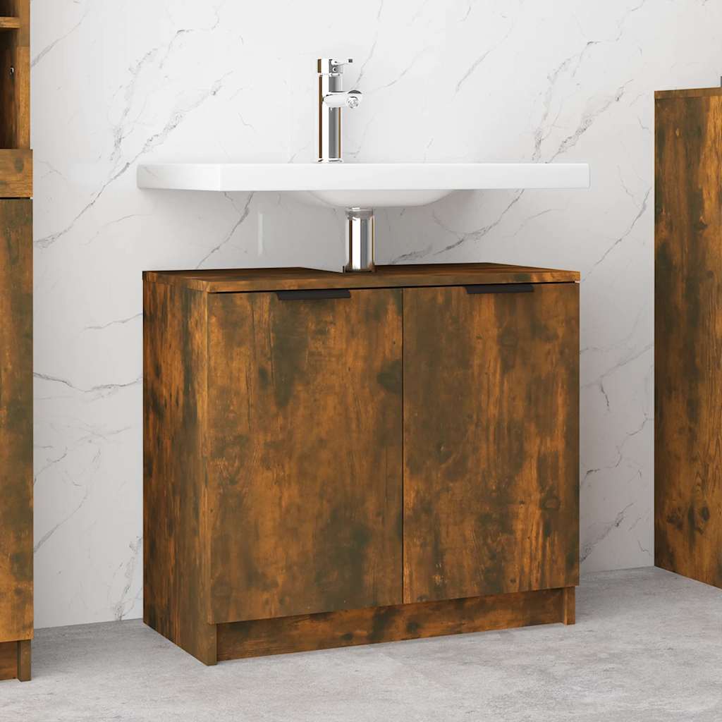 Bathroom Cabinet Smoked Oak 64.5x33.5x59 cm Engineered Wood