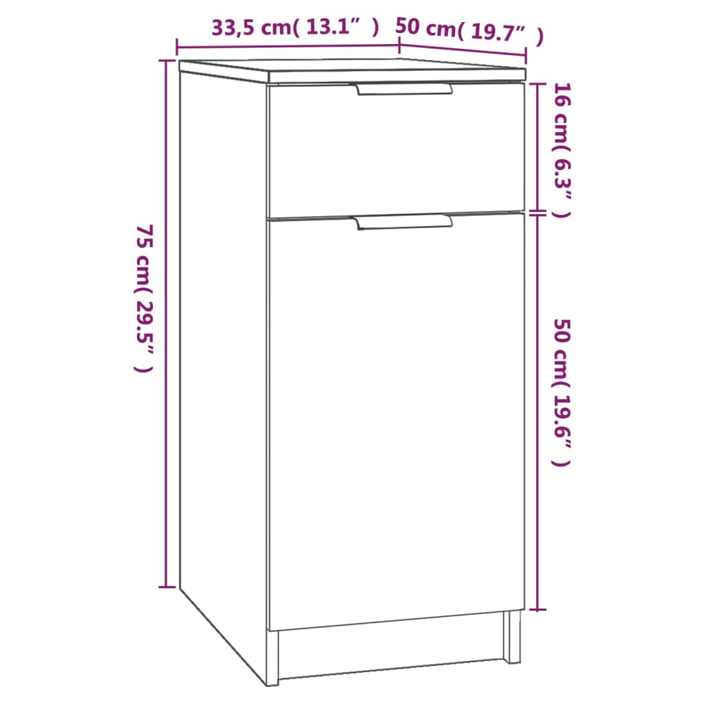 Desk Cabinet Smoked Oak 33.5x50x75 cm Engineered Wood