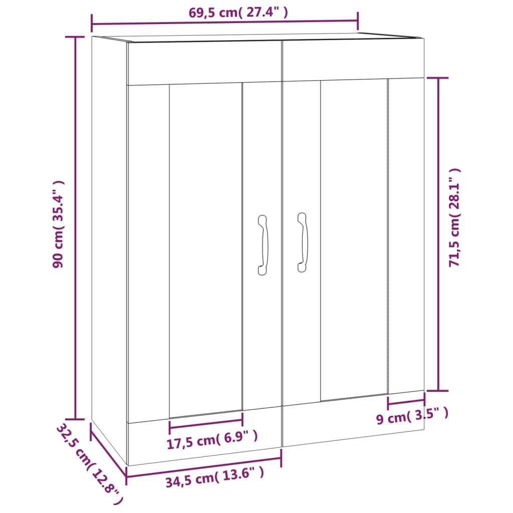 Hanging Wall Cabinet Smoked Oak 69.5x32.5x90 cm