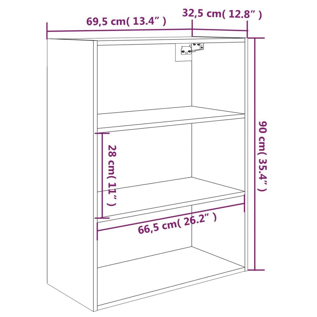 Hanging Wall Cabinet Smoked Oak 69.5x32.5x90 cm