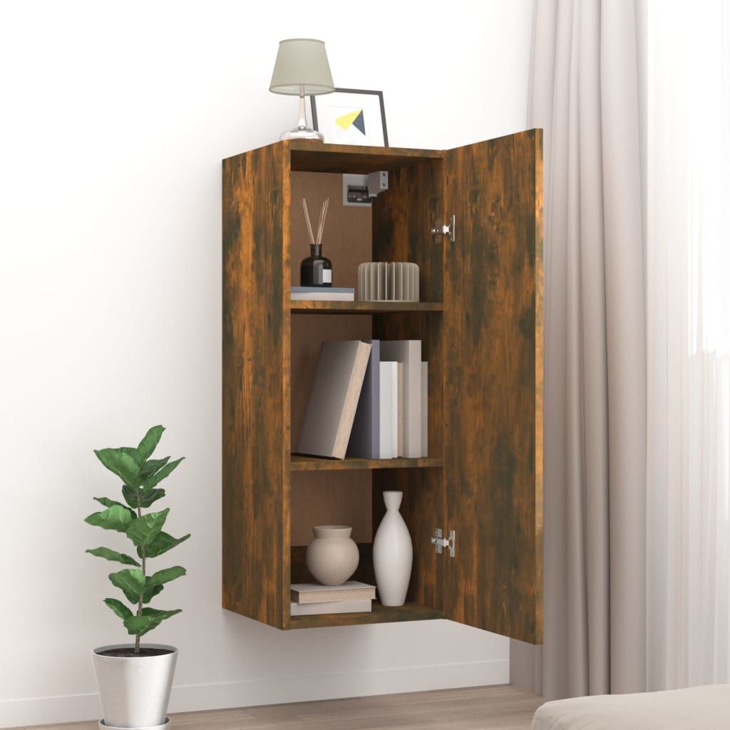 Hanging Wall Cabinet Smoked Oak 34.5x34x90 cm Engineered Wood