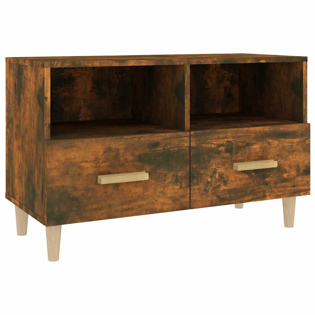 TV Cabinet Smoked Oak 80x36x50 cm Engineered Wood
