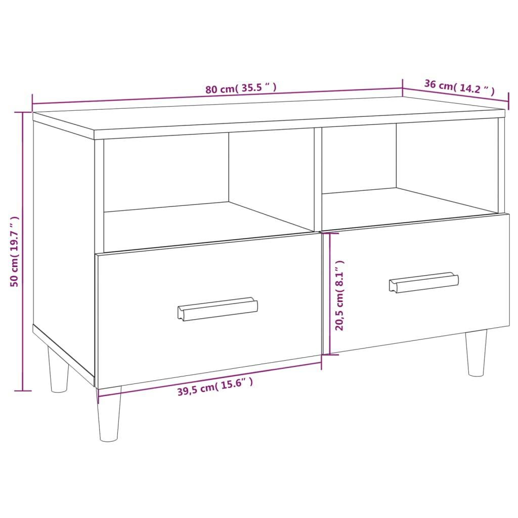 TV Cabinet Smoked Oak 80x36x50 cm Engineered Wood