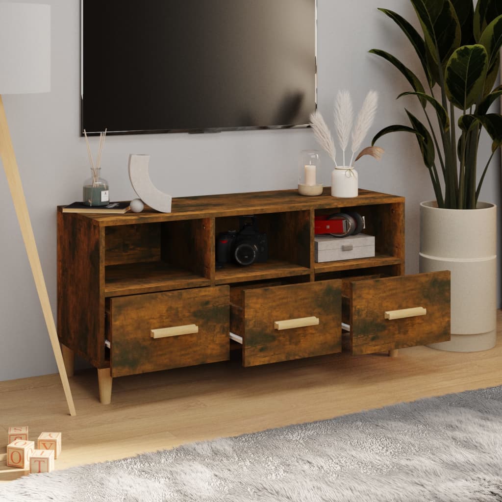 TV Cabinet Smoked Oak 102x36x50 cm Engineered Wood