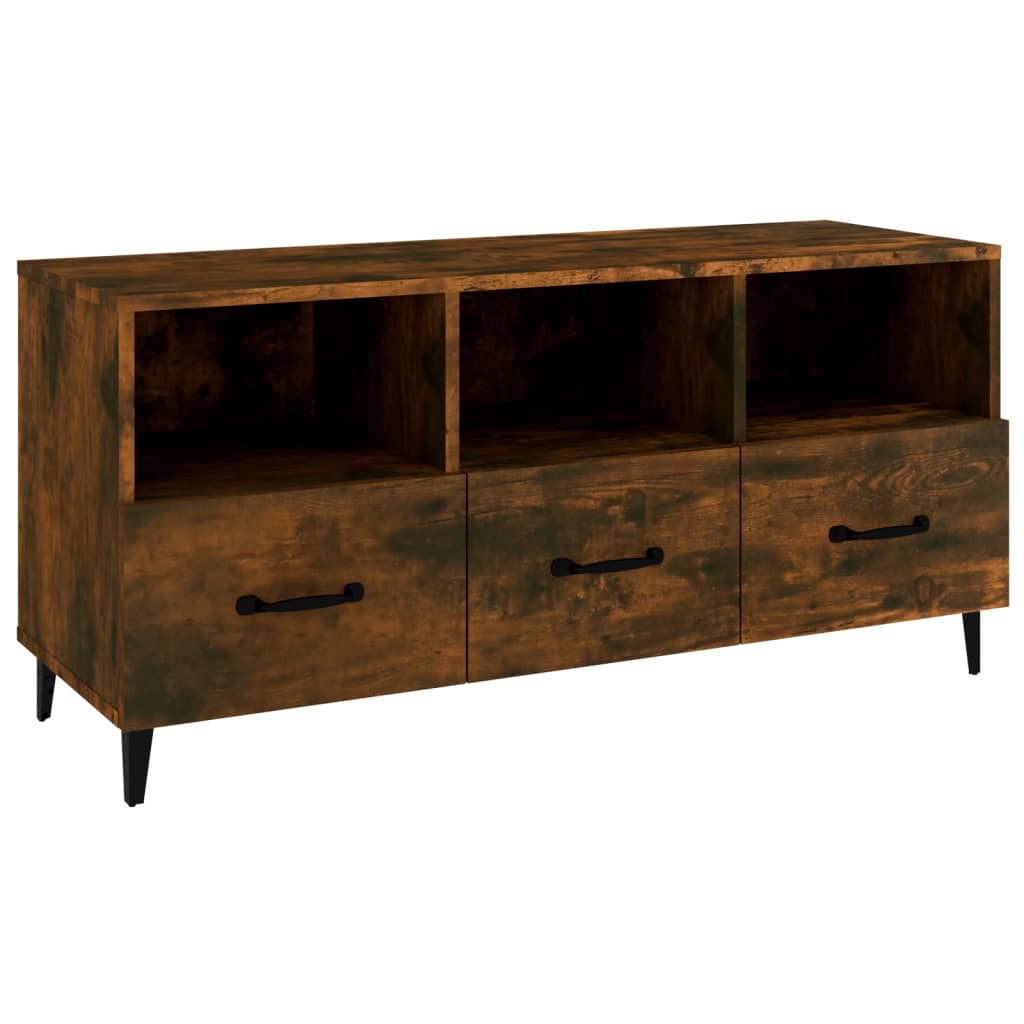 TV Cabinet Smoked Oak 102x35x50 cm Engineered Wood