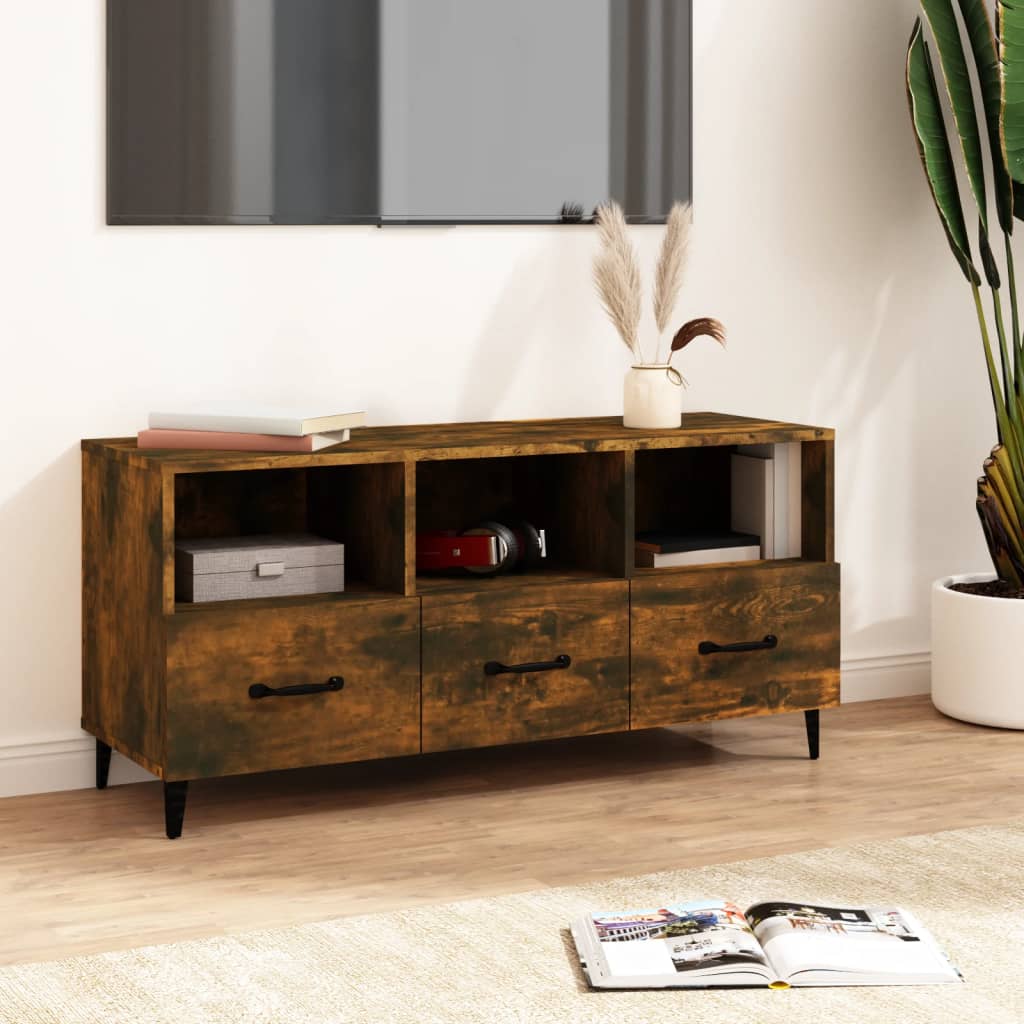 TV Cabinet Smoked Oak 102x35x50 cm Engineered Wood