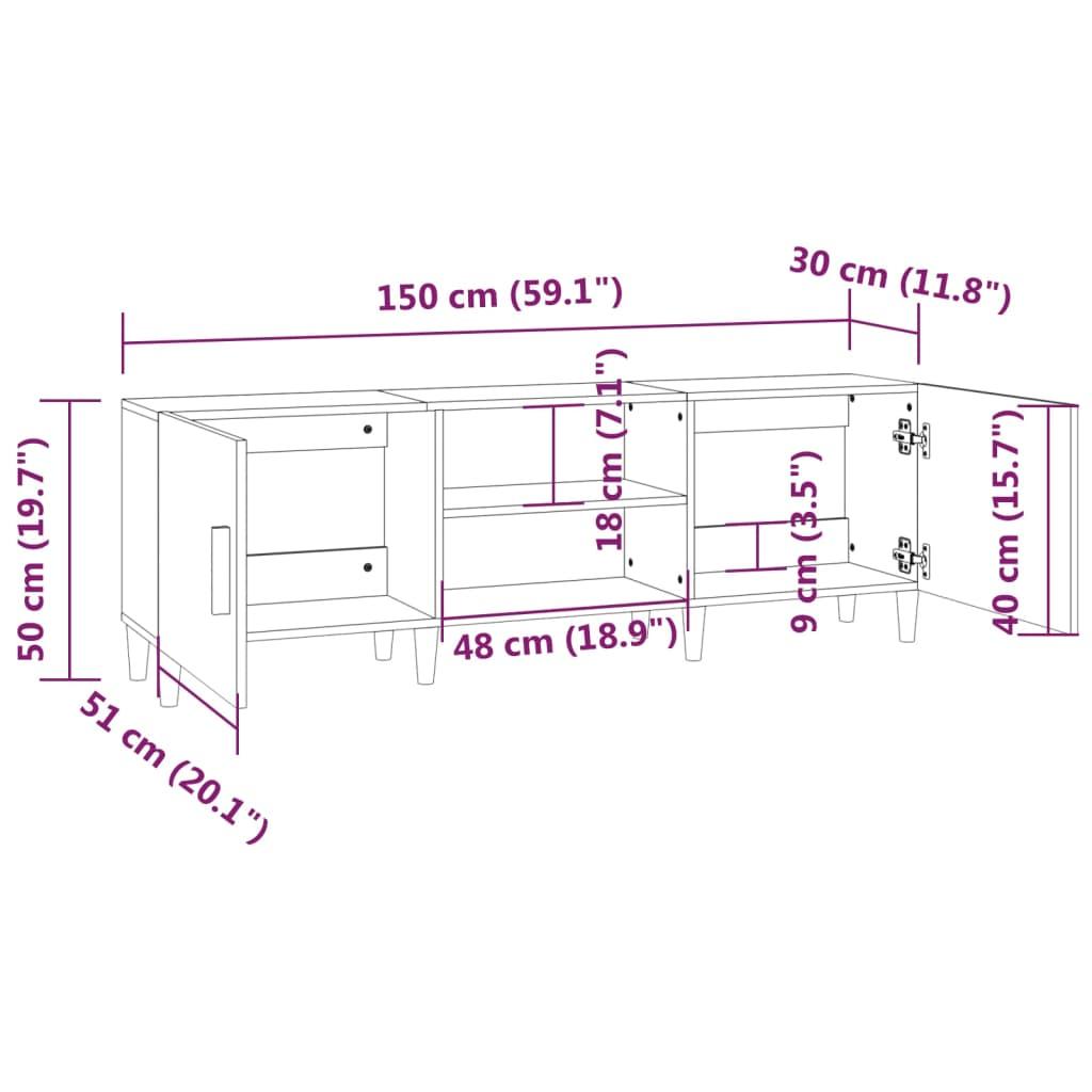 TV Cabinet Smoked Oak 150x30x50 cm Engineered Wood