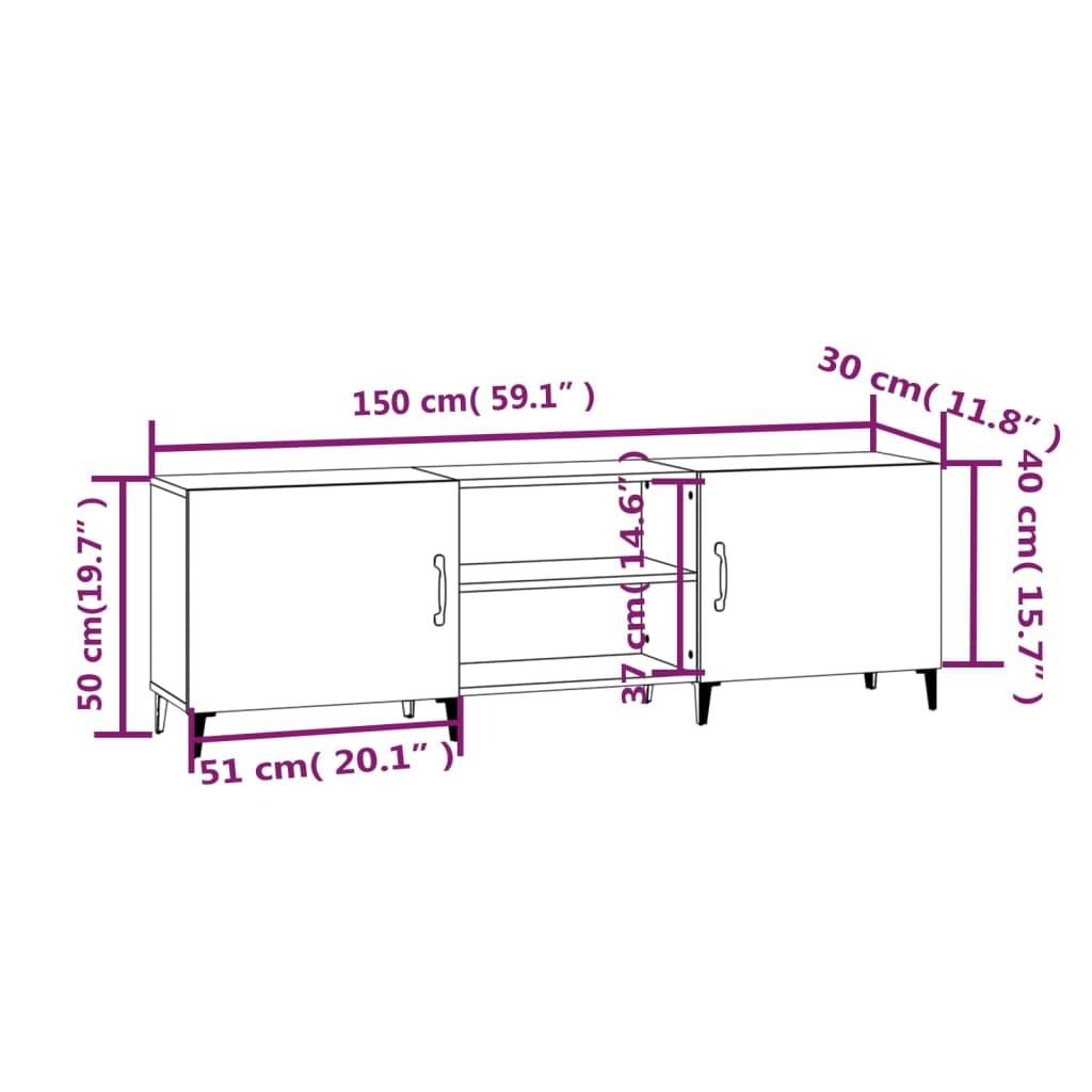 TV Cabinet Smoked Oak 150x30x50 cm Engineered Wood