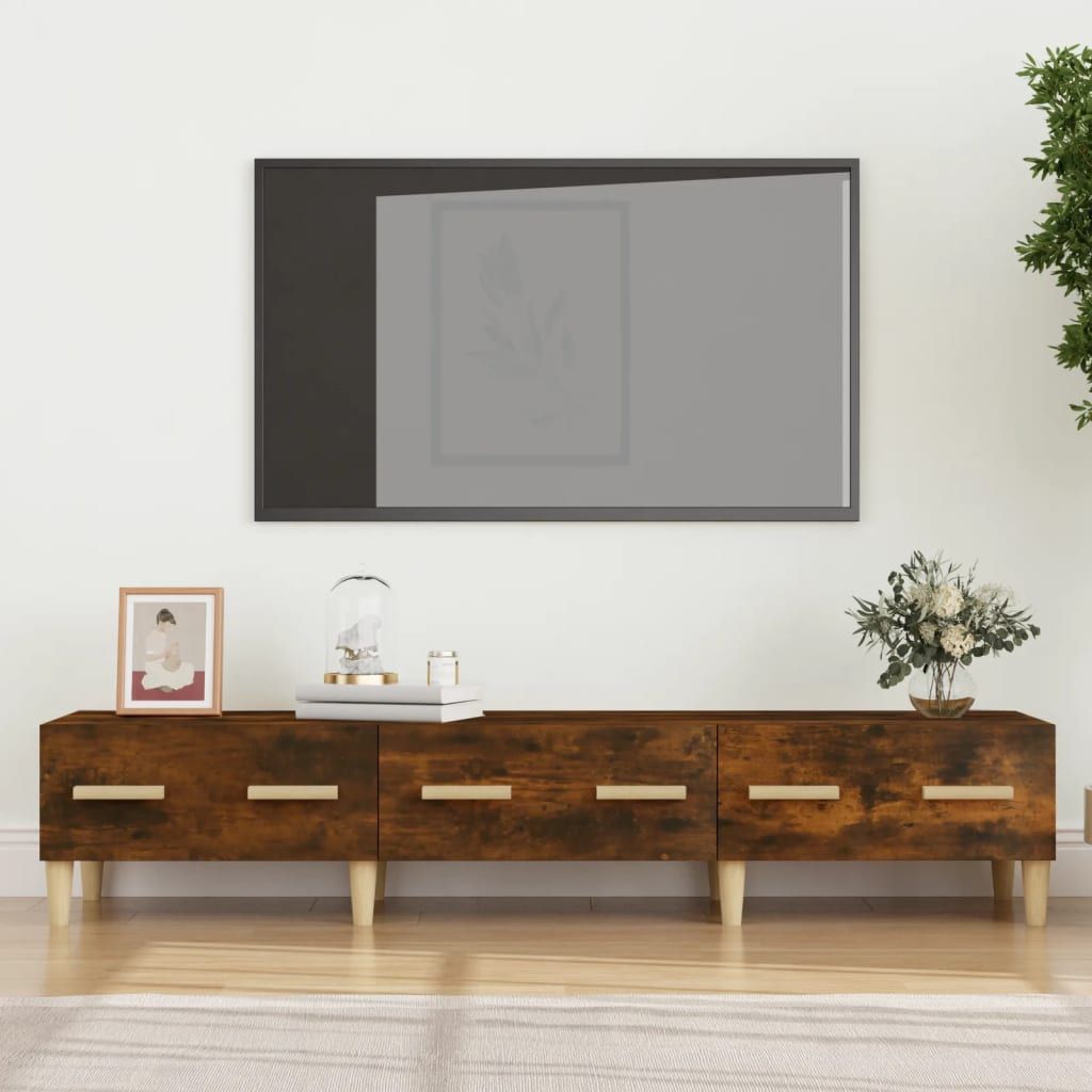 TV Cabinet Smoked Oak 150x34.5x30 cm Engineered Wood