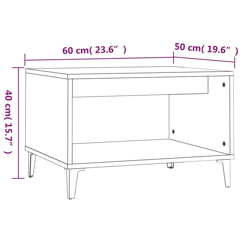 Coffee Table Smoked Oak 60x50x40 cm Engineered Wood