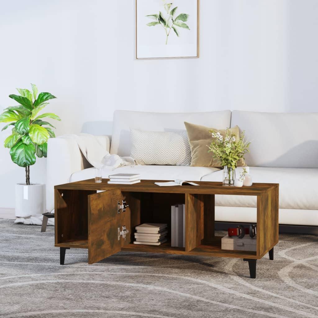 Coffee Table Smoked Oak 102x50x40 cm Engineered Wood