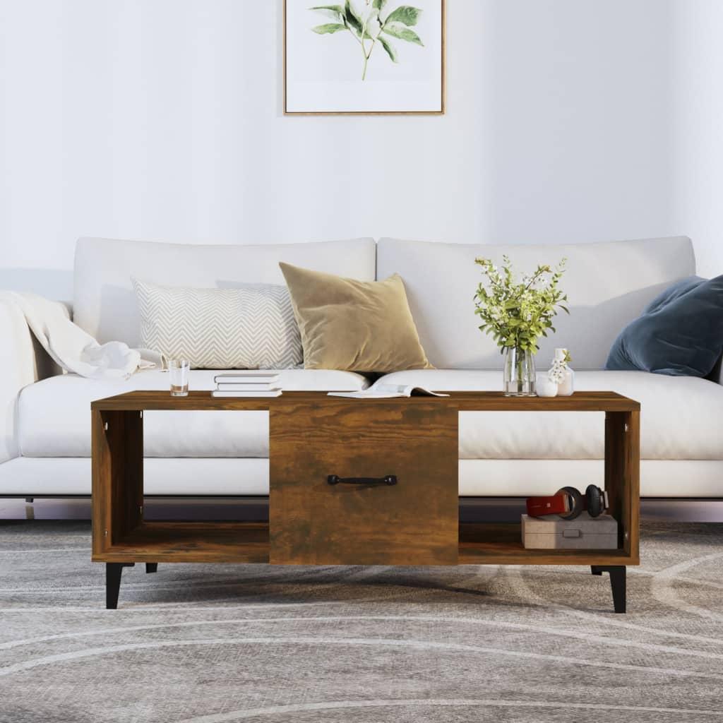 Coffee Table Smoked Oak 102x50x40 cm Engineered Wood