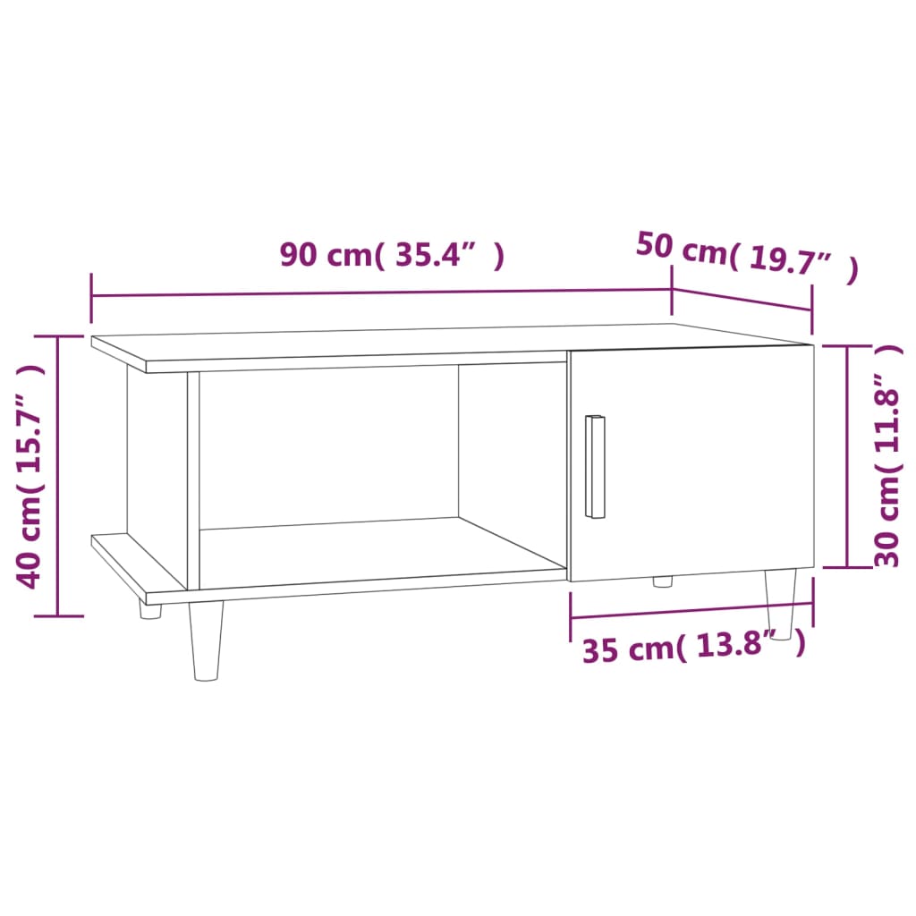 Coffee Table Smoked Oak 90x50x40 cm Engineered Wood