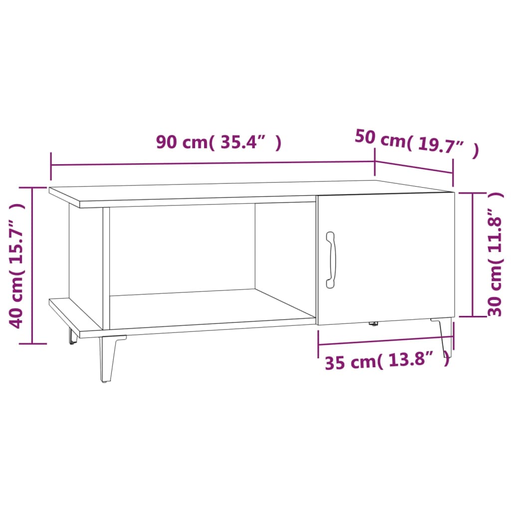 Coffee Table Smoked Oak 90x50x40 cm Engineered Wood