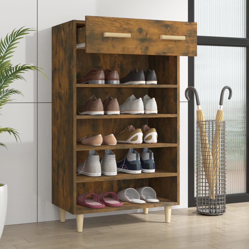 Shoe Cabinet Smoked Oak 60x35x105 cm Engineered Wood