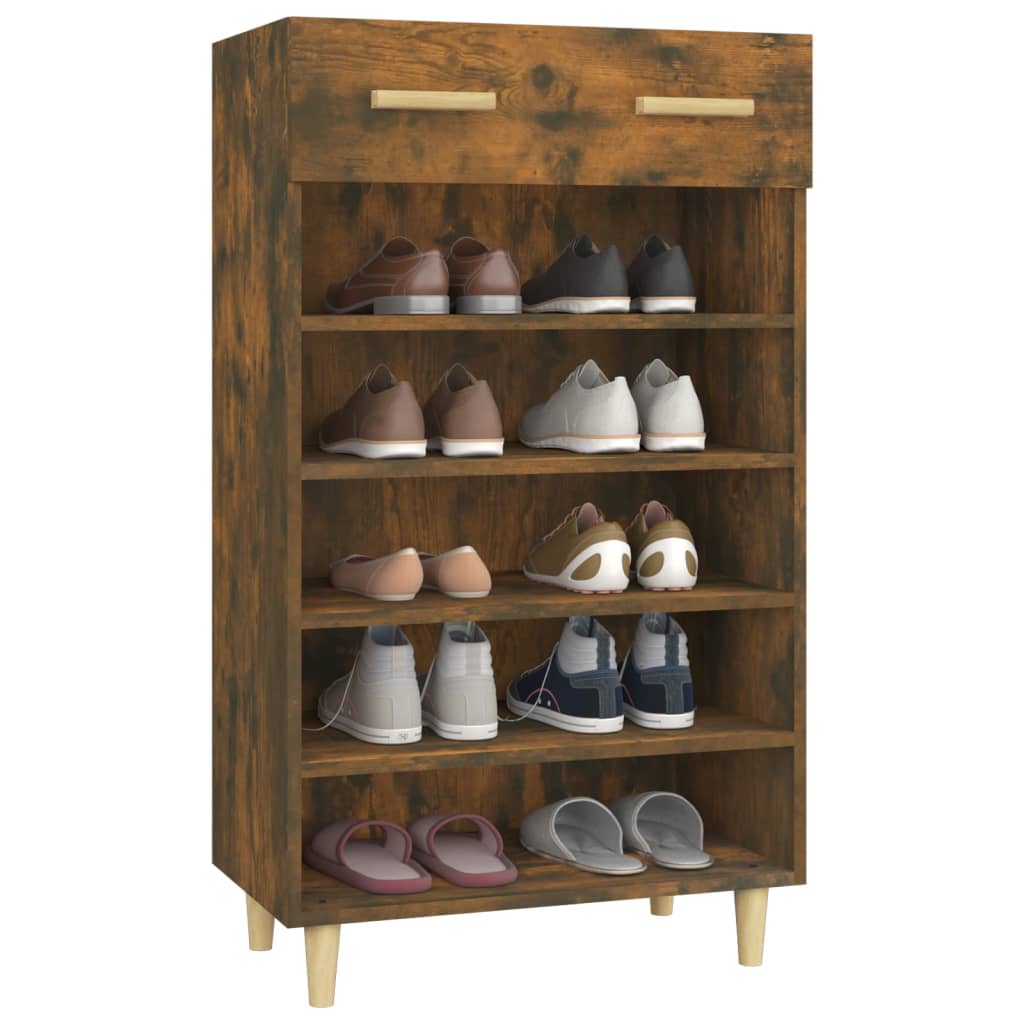 Shoe Cabinet Smoked Oak 60x35x105 cm Engineered Wood