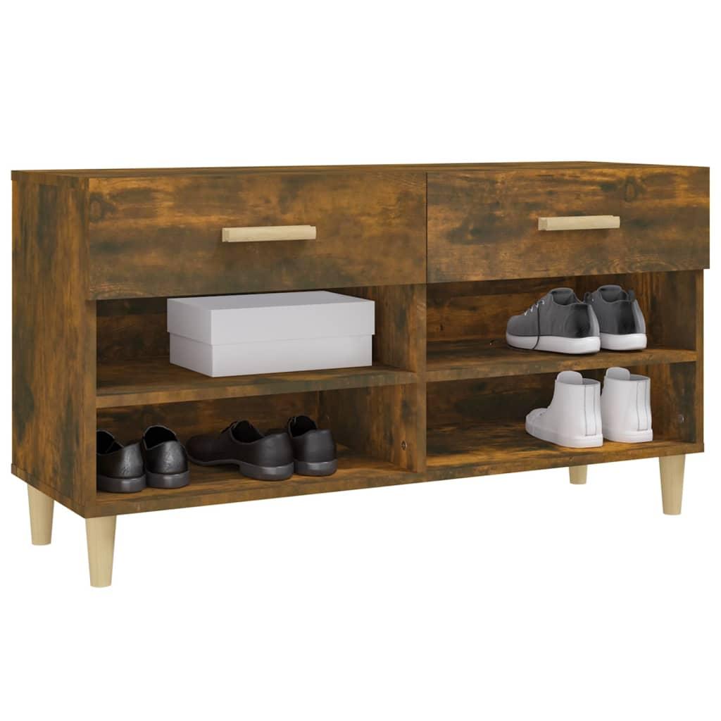 Shoe Cabinet Smoked Oak 102x35x55 cm Engineered Wood