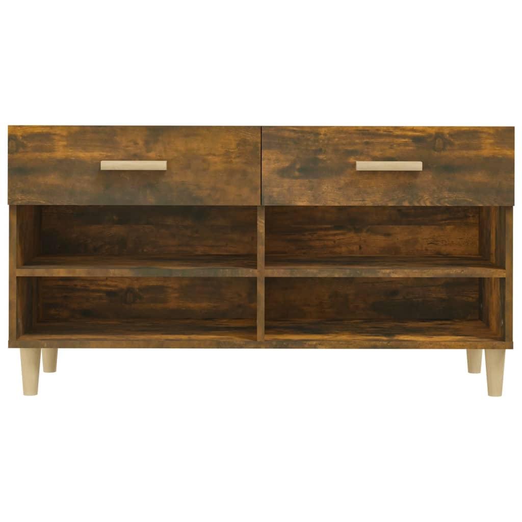 Shoe Cabinet Smoked Oak 102x35x55 cm Engineered Wood