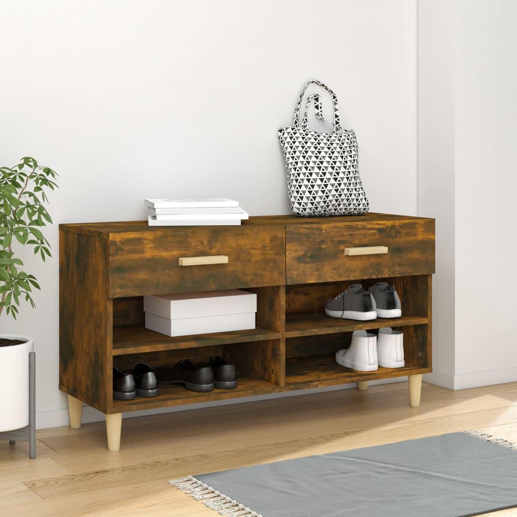 Shoe Cabinet Smoked Oak 102x35x55 cm Engineered Wood