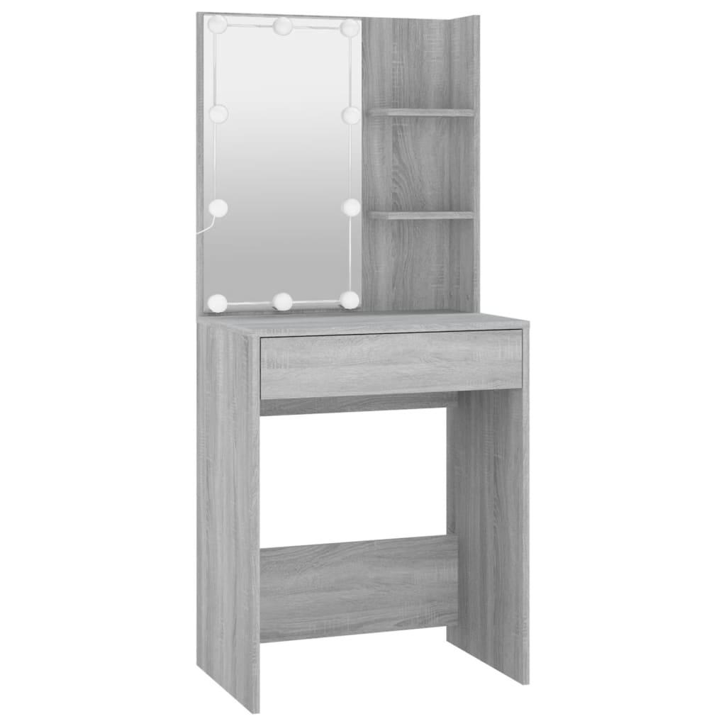 Dressing Table with LED Grey Sonoma 60x40x140 cm