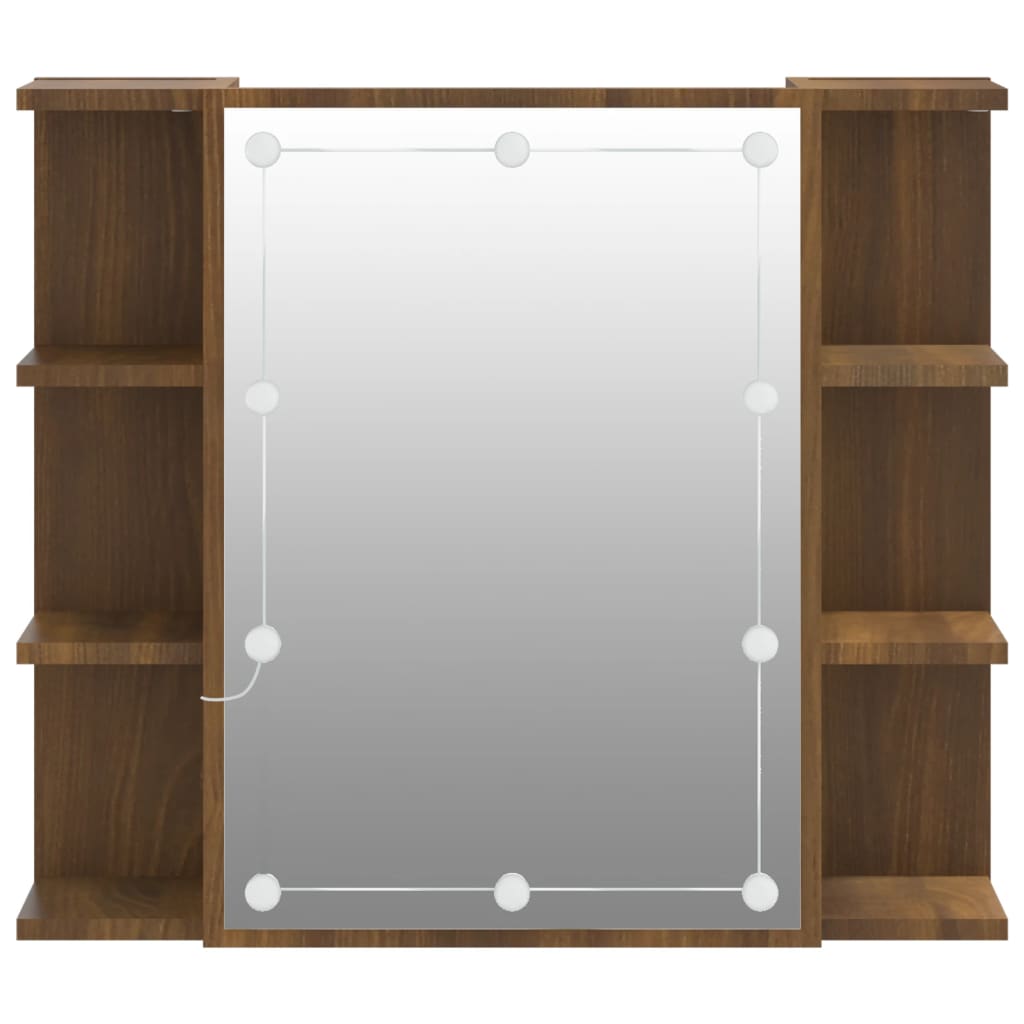 Mirror Cabinet with LED Brown Oak 70x16.5x60 cm