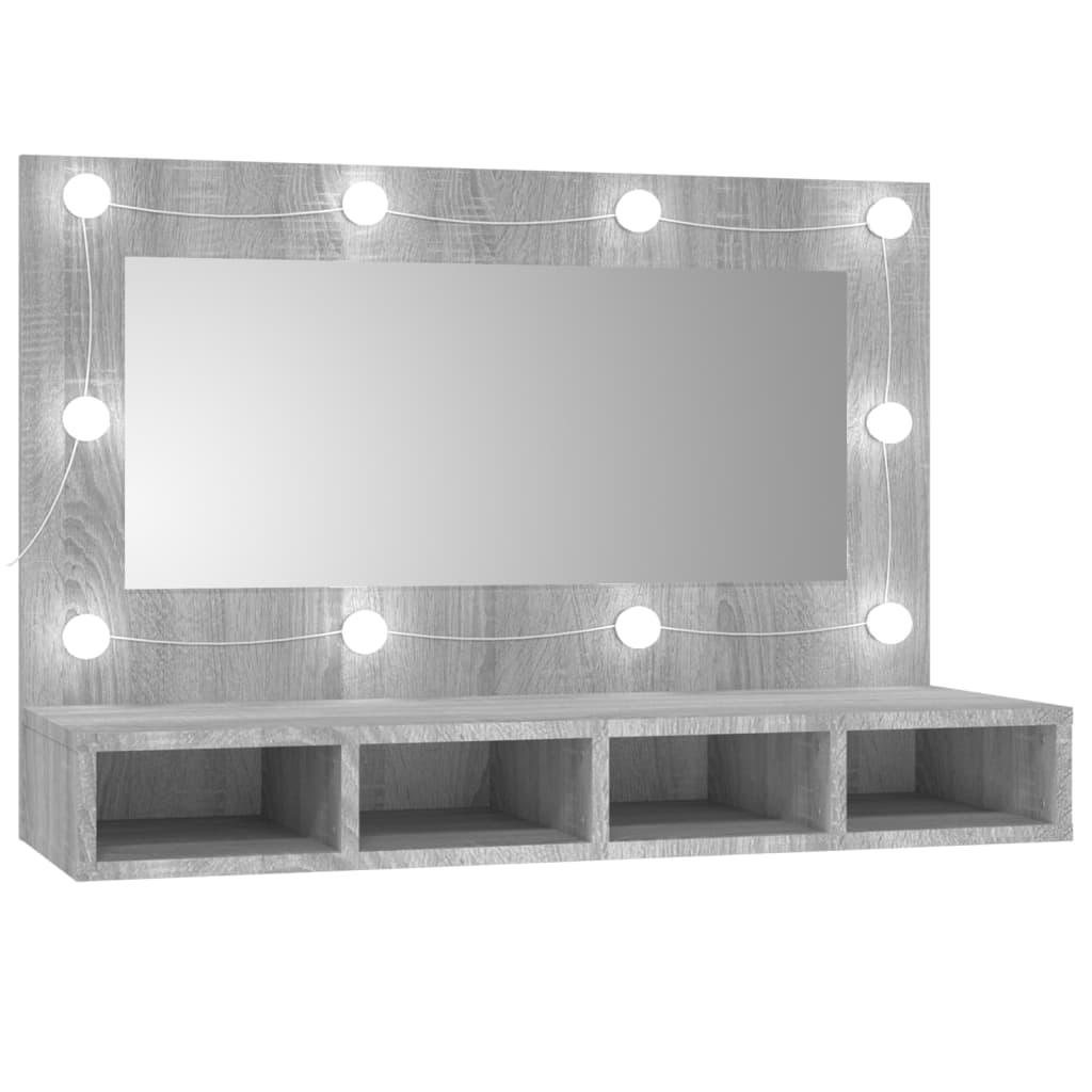 Mirror Cabinet with LED Grey Sonoma 90x31.5x62 cm