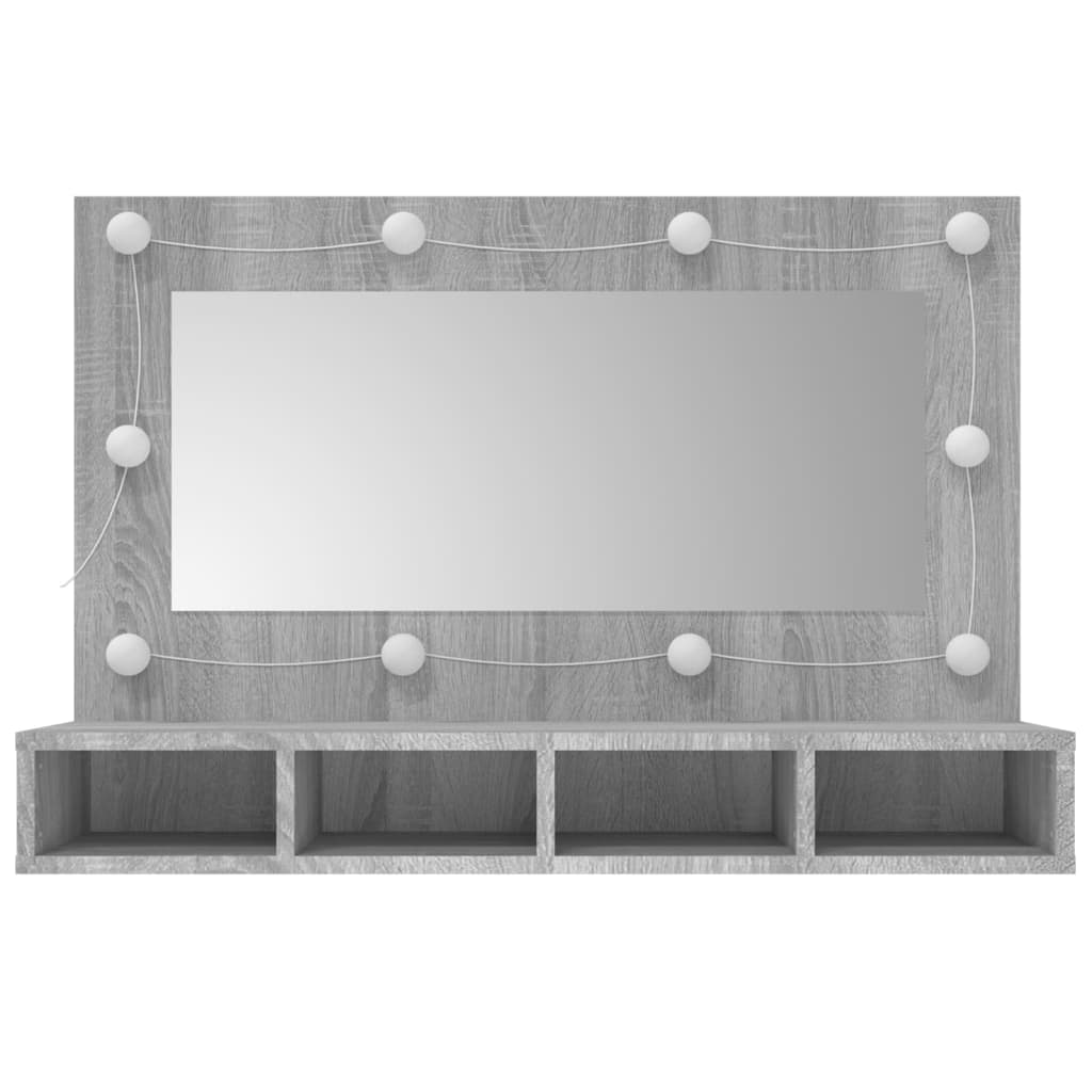 Mirror Cabinet with LED Grey Sonoma 90x31.5x62 cm