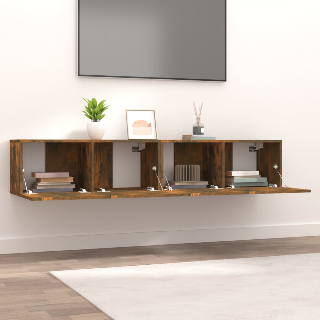 TV Cabinets 2 pcs Smoked Oak 80x30x30 cm Engineered Wood