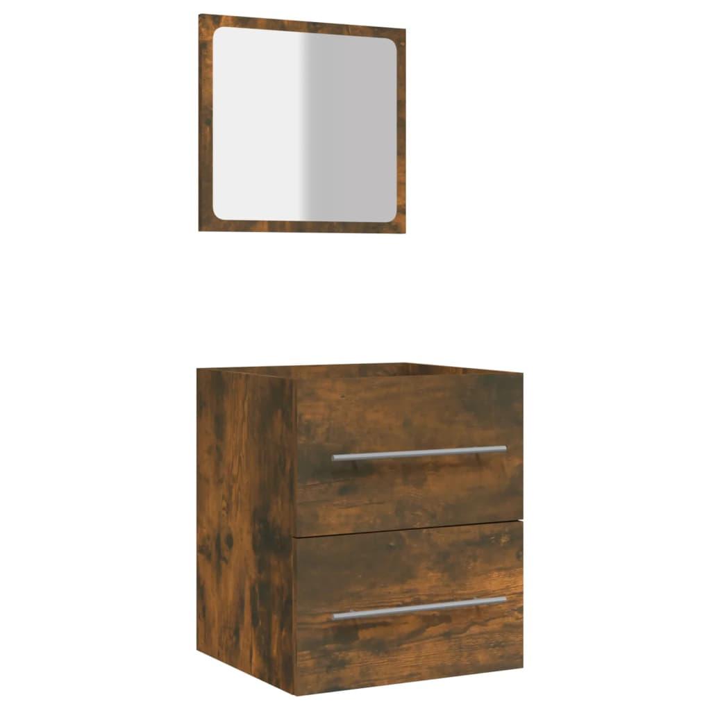 Bathroom Cabinet with Mirror Smoked Oak 41x38.5x48 cm