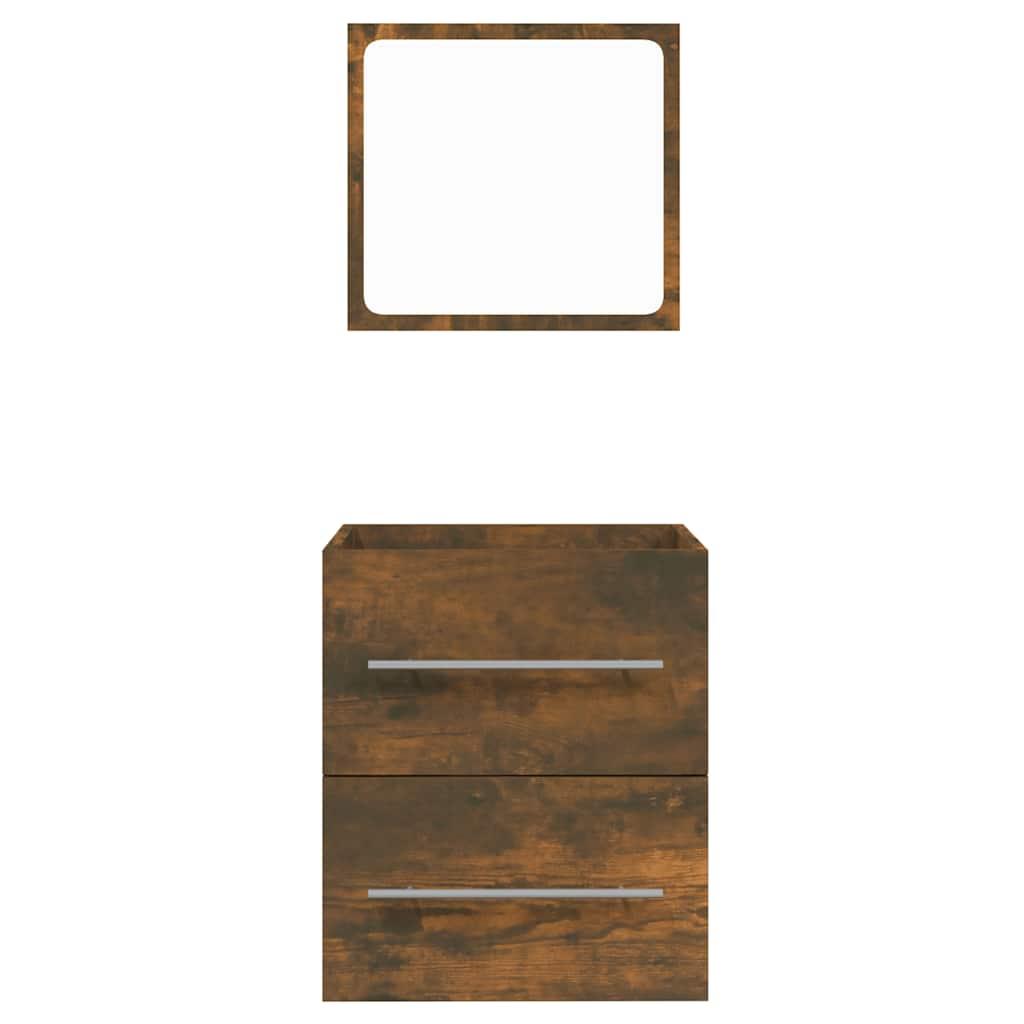 Bathroom Cabinet with Mirror Smoked Oak 41x38.5x48 cm