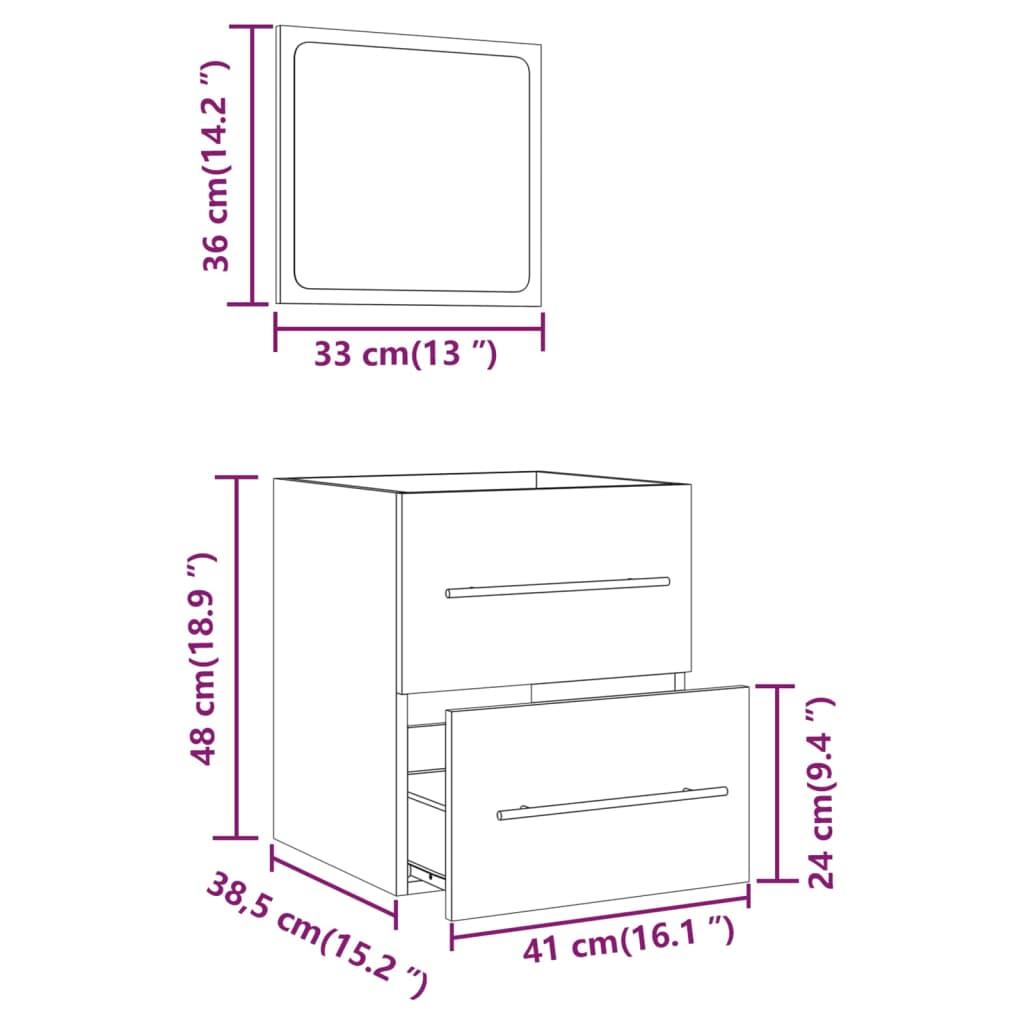 Bathroom Cabinet with Mirror Smoked Oak 41x38.5x48 cm