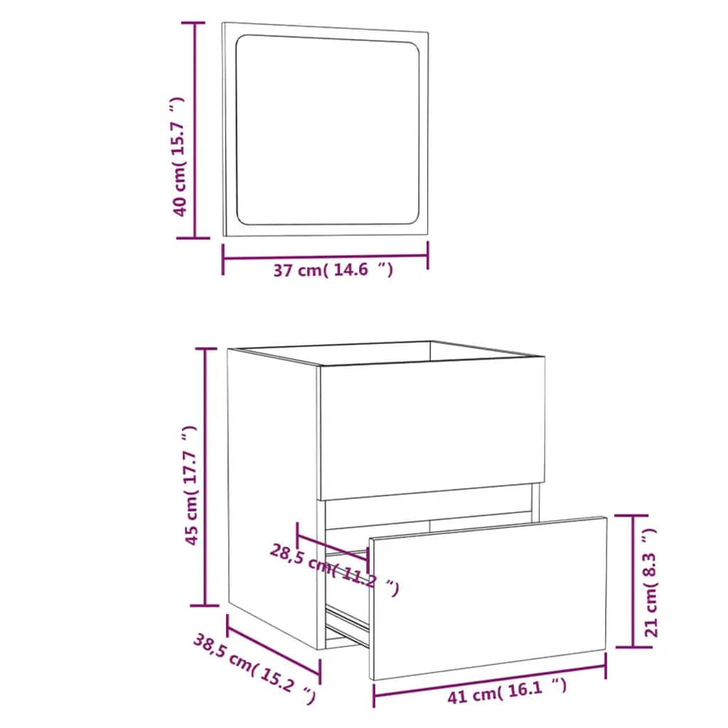 Bathroom Cabinet with Mirror Smoked Oak Engineered Wood