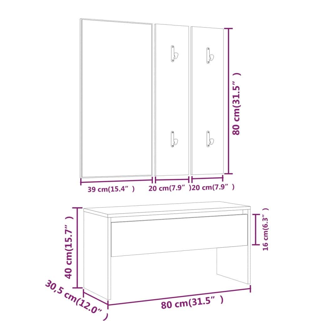 Hallway Furniture Set Smoked Oak Engineered Wood