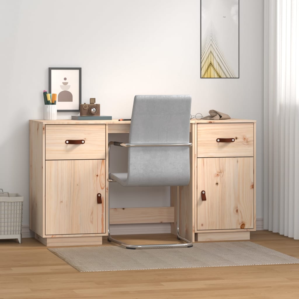 Desk with Cabinets 135x50x75 cm Solid Wood Pine