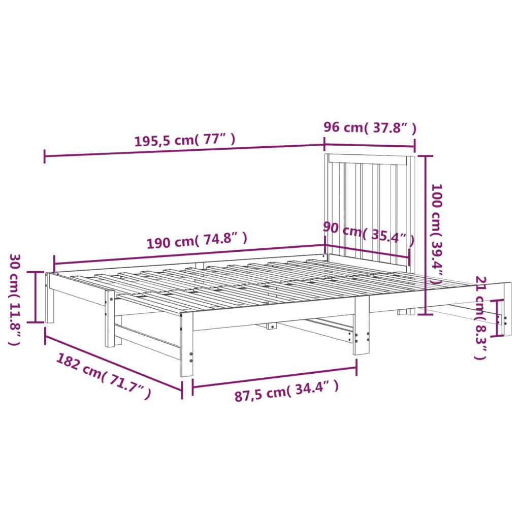 Pull-out Day Bed without Mattress 2x(90x190) cm