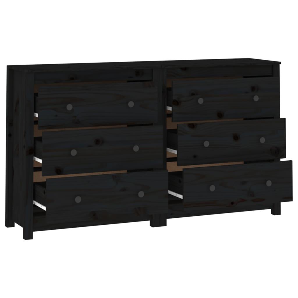 Sideboard Black 140x35x80 cm Solid Wood Pine