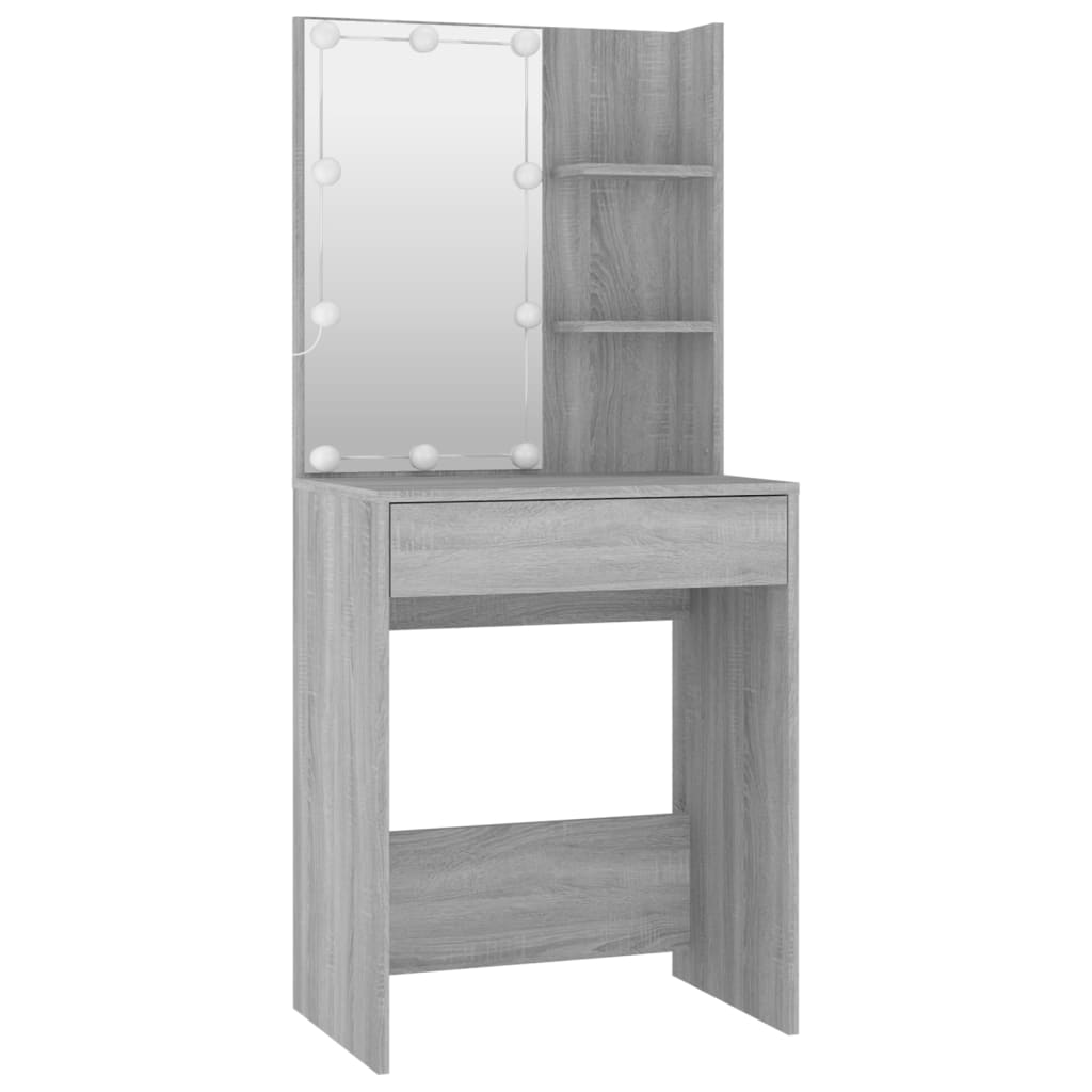 Dressing Table Set with LED Grey Sonoma Engineered Wood