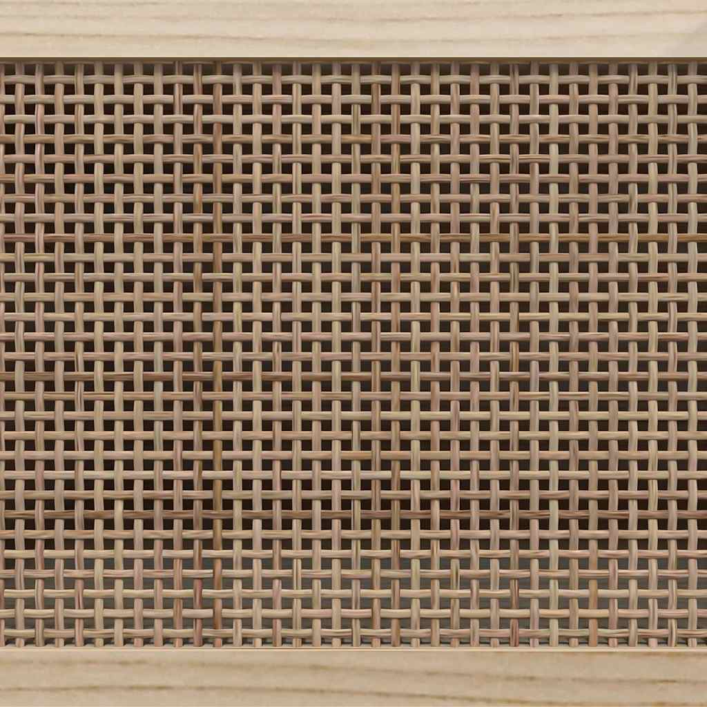 TV Cabinet White 105x30x40 cm Solid Wood Pine&Natural Rattan