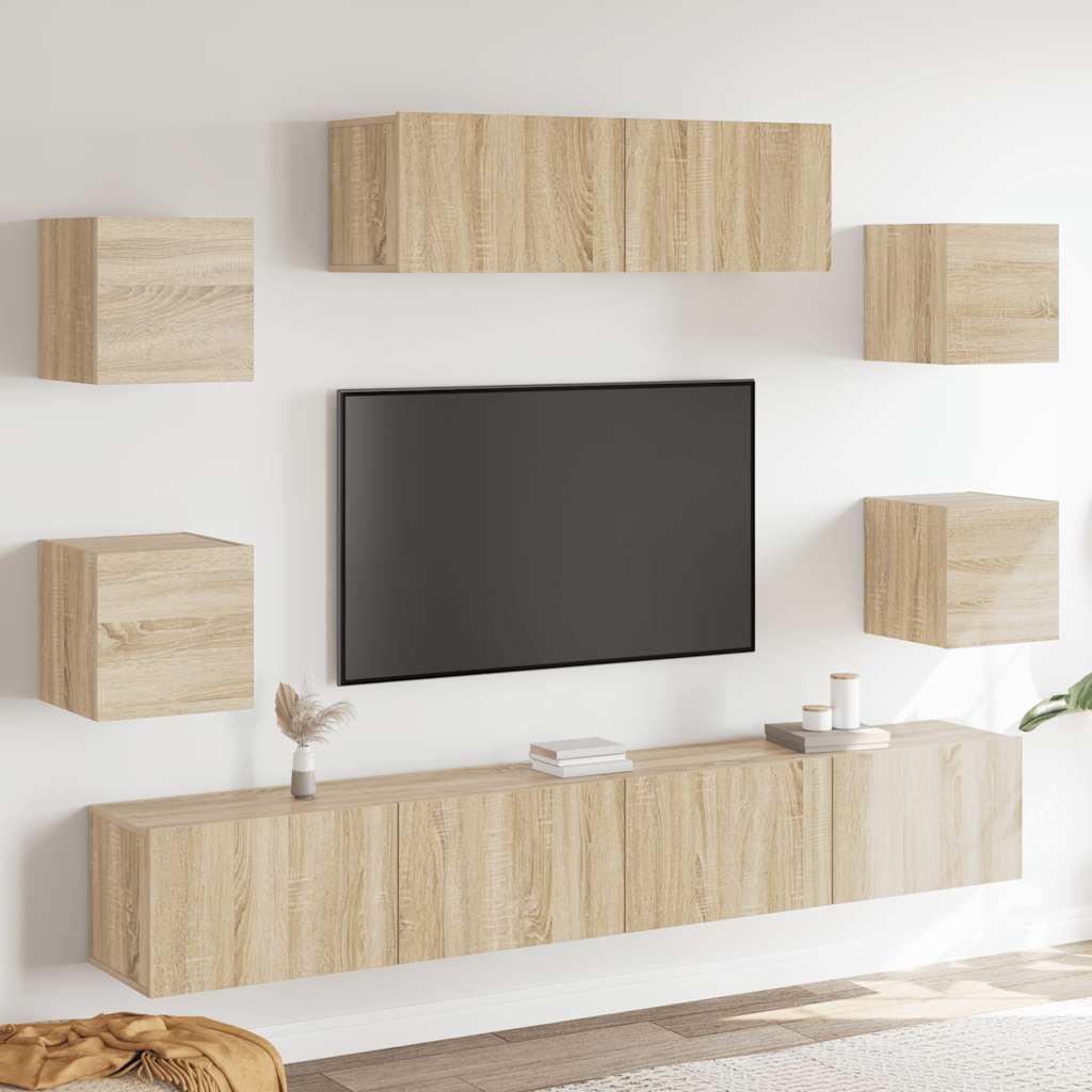7 Piece TV Cabinet Set Sonoma Oak Engineered Wood