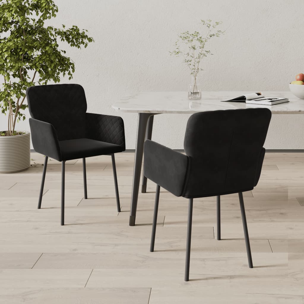 Dining Chairs 2 pcs Black Velvet