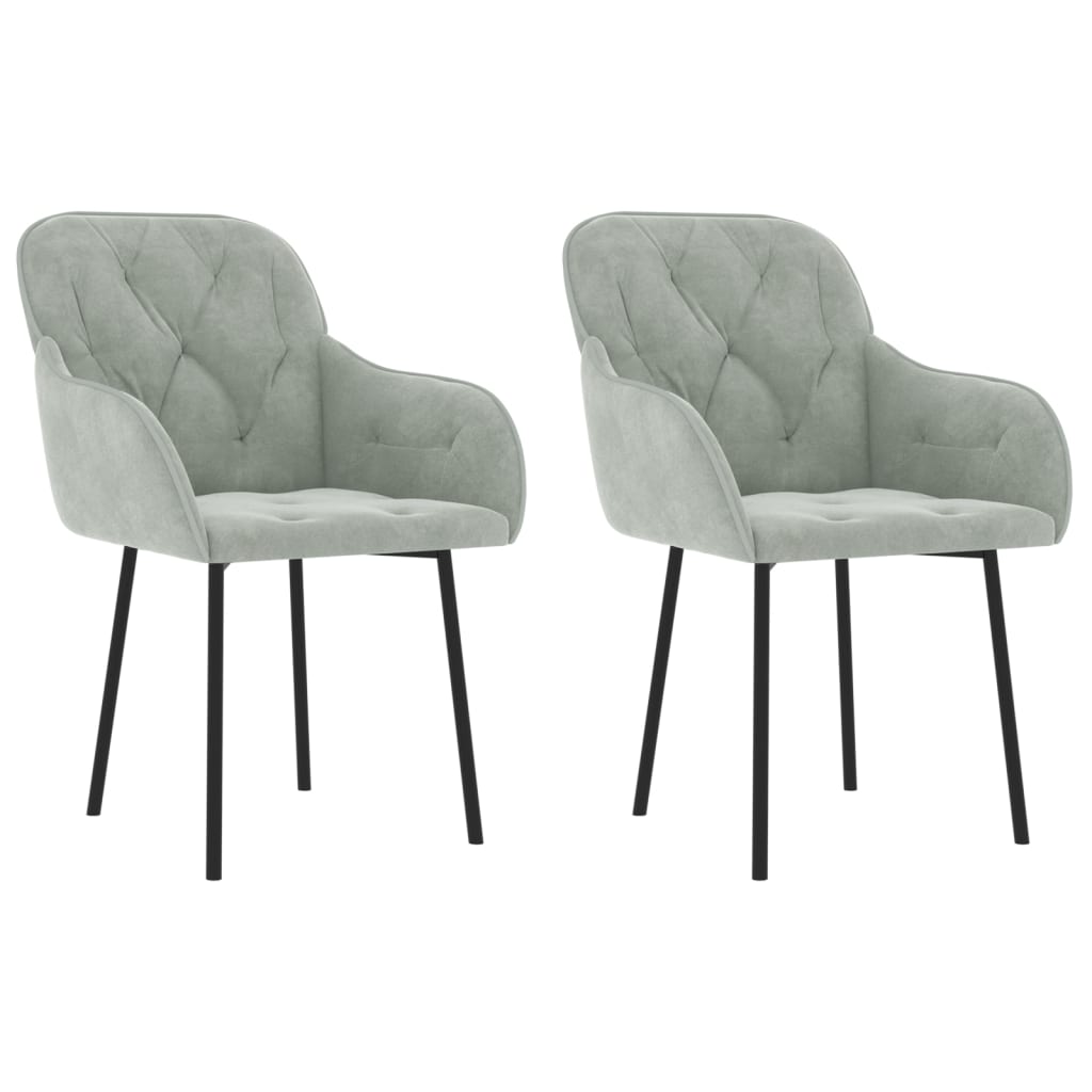 Dining Chairs 2 pcs Light Grey Velvet