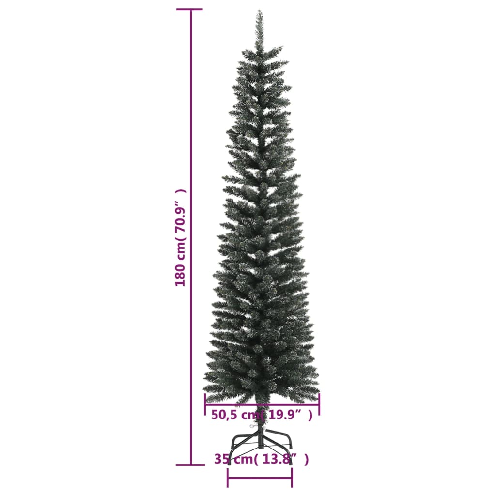 Artificial Slim Christmas Tree with Stand Green 180 cm PVC