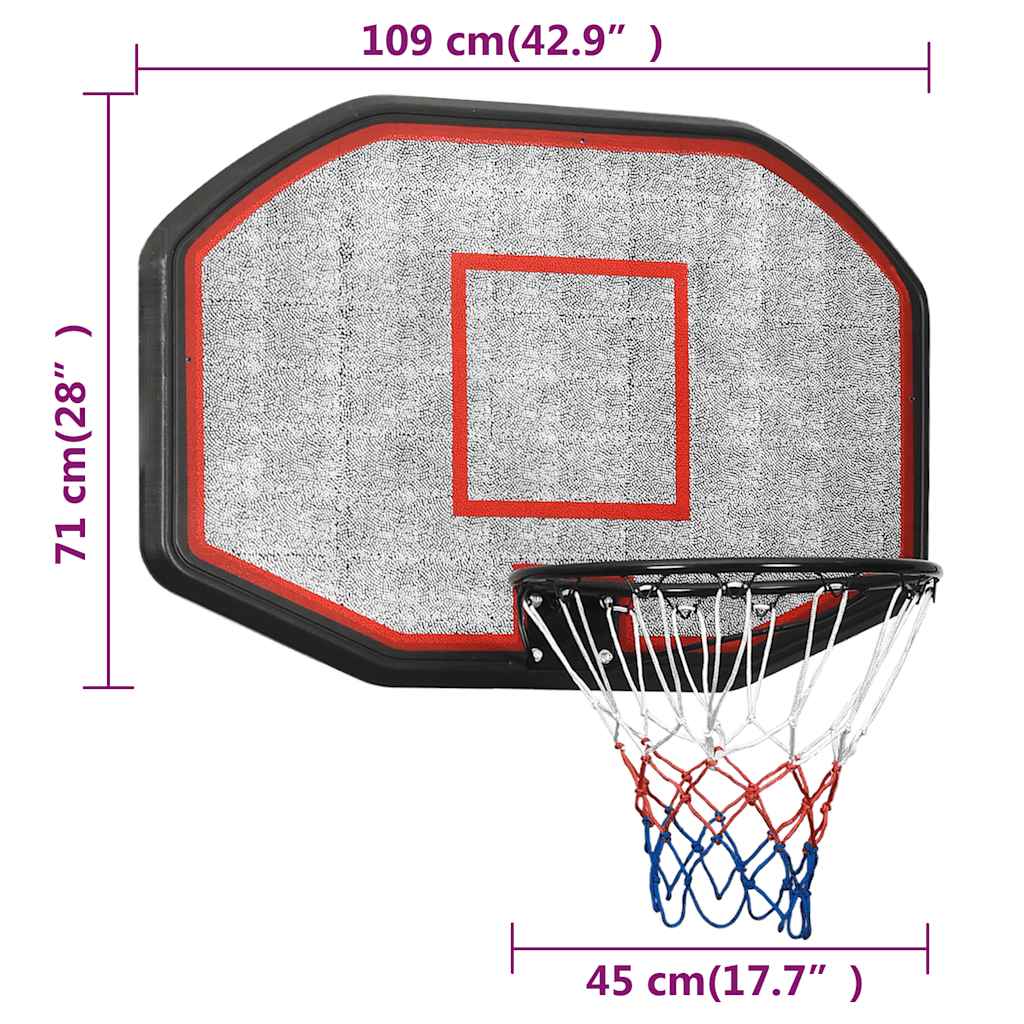 Basketball Backboard Black 109x71x3 cm Polyethene