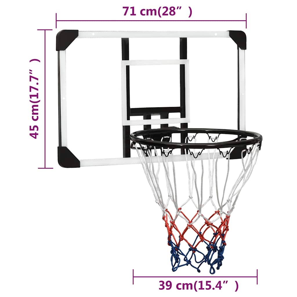 Basketball Backboard Transparent 71x45x2.5 cm Polycarbonate