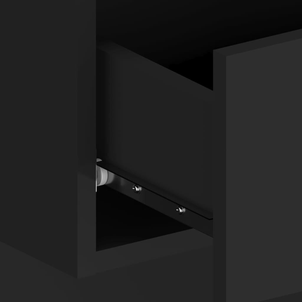 Bed Headboard with Cabinets Black Engineered Wood